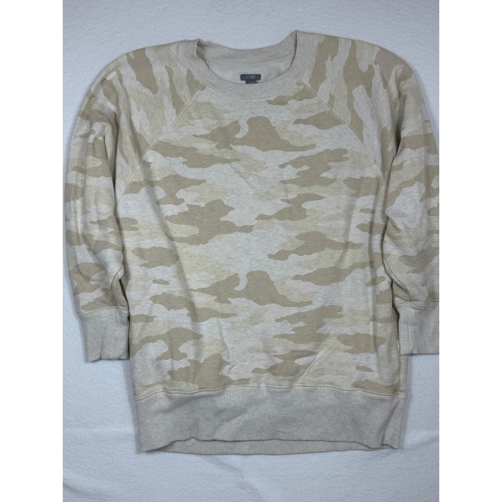 Aerie Camo Sweatshirt Crew‎ Neck Raglan Sleeve Pullover Top Tan Beige Women's SM